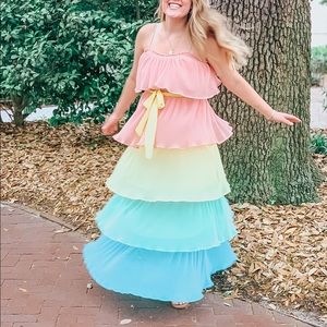 Tiered rainbow dress
